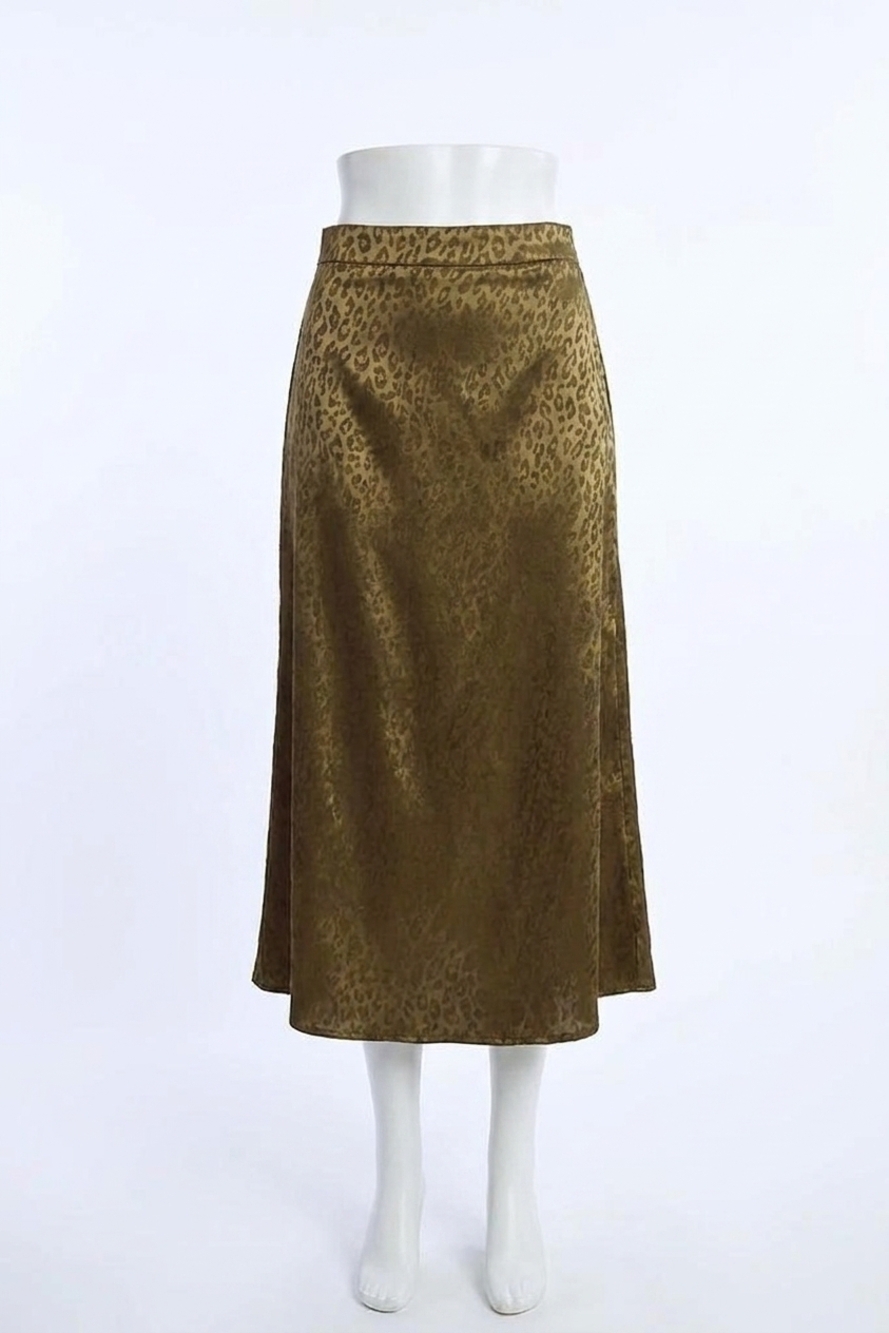 NEW MOLLY BRACKEN long satin skirt in olive green